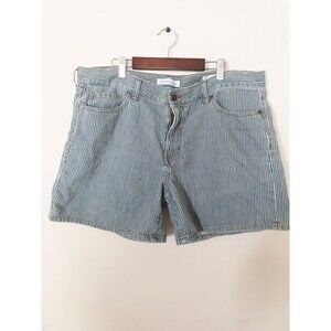 Banana Republic Blue & White Striped Cotton Roll-Up Shorts Size 32